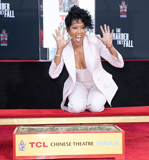 Regina King adds her prints at Chinese Theatre